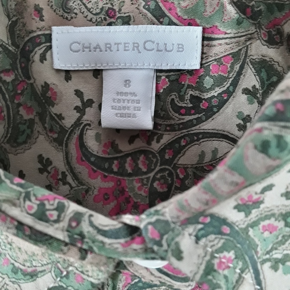 Charter Club Floral Ruffles Top Button Down - Picture 3 of 5